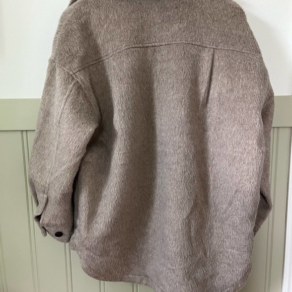 Hare Brown Patch Pocket Oversized Shaggy Teddy Shacket - Picture 9 of 10